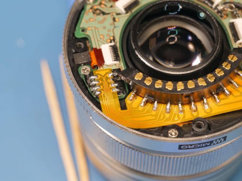 soldering to the flex PCB traces to bridge the connections.